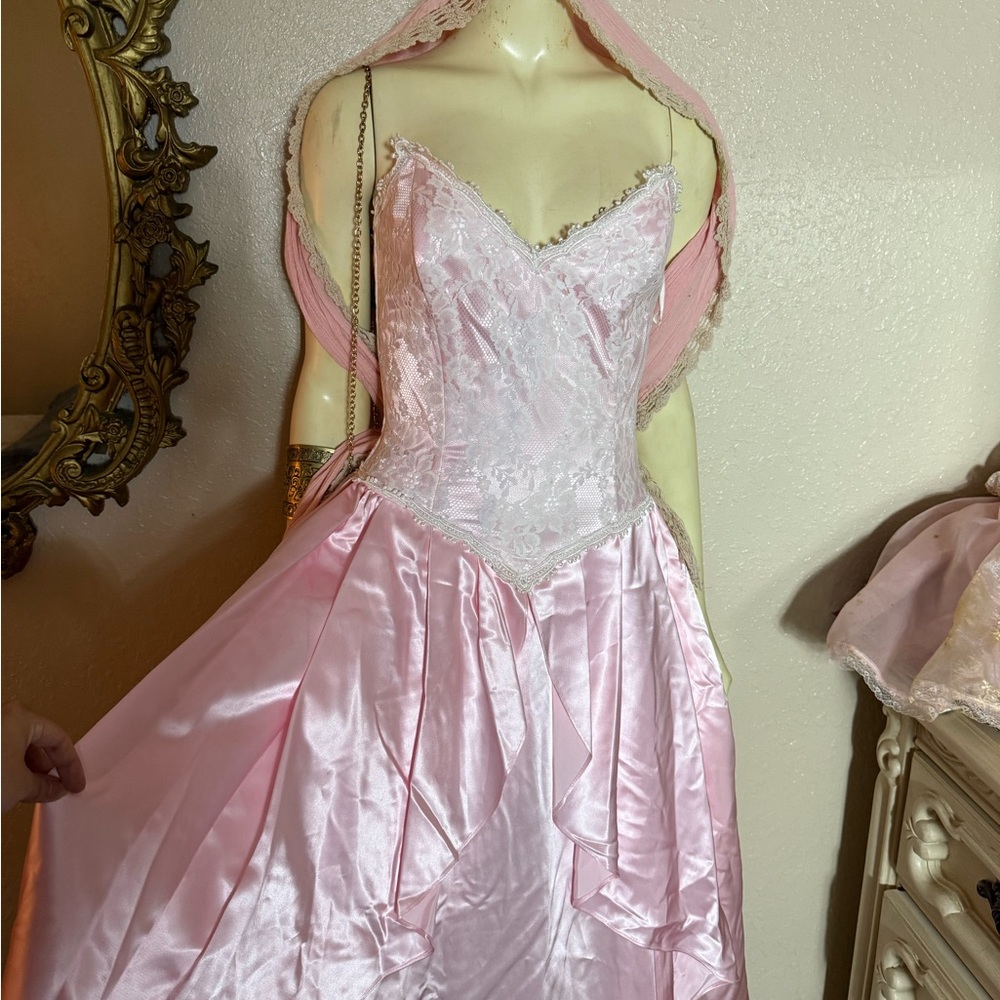 Gunne Sax Pink Satin Dress